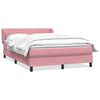 vidaXL Pat box spring cu saltea, roz, 140x220 cm, catifea