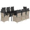 vidaXL Set mobilier grădină cu perne, 9 piese, gri deschis, poliratan