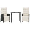 vidaXL Set mobilier de grădină cu perne, 3 piese, negru, poliratan