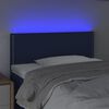 vidaXL Tăblie de pat cu LED, albastru, 80x5x78/88 cm, textil