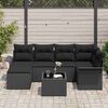 vidaXL Set de canapele pentru grădină cu pernă 7 pcs Negru poliratan