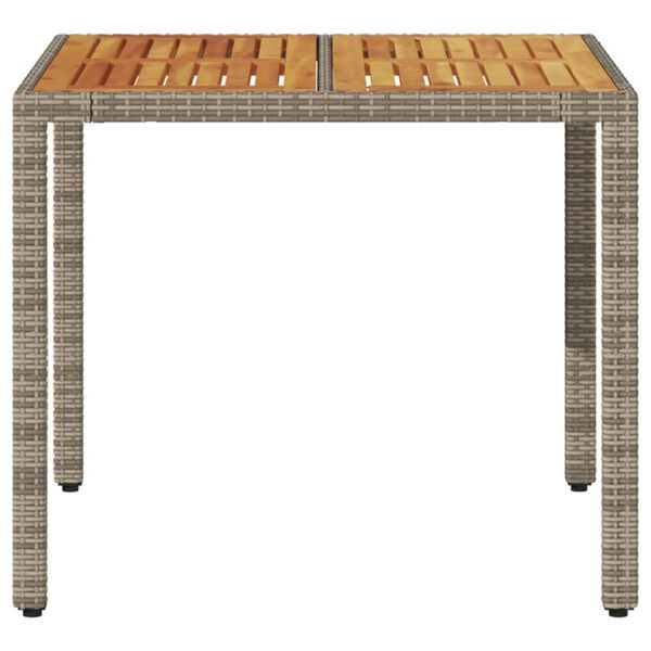 vidaXL Masă grădină, blat din lemn acacia gri 90x90x75 cm poliratan