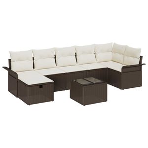 vidaXL Set de canapele pentru grădină cu pernă 8 pcs Maro Rattan poli