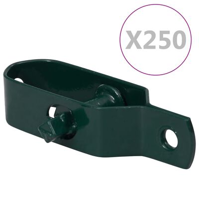 vidaXL Dispozitiv tensionare sârmă gard 250 buc. verde oțel 100 mm
