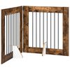 vidaXL Poartă pentru c&acirc;ini pliabilă cu suporturi 2 pcs Stejar fumuriu