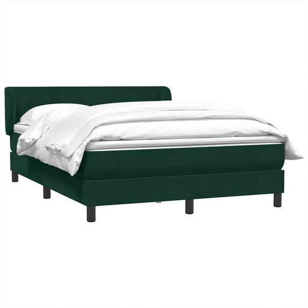 vidaXL Pat box spring cu saltea, verde &icirc;nchis, 160x220 cm, catifea