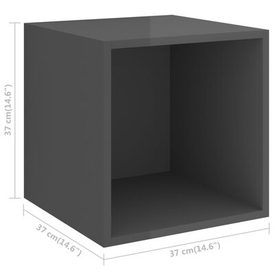 vidaXL Dulap de perete, gri extralucios, 37x37x37 cm, PAL