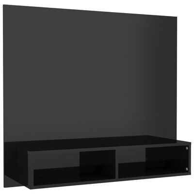 vidaXL Dulap TV montat pe perete negru extralucios 102x23,5x90 cm PAL