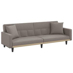 vidaXL Canapea extensibilă, cu perne, gri taupe, material textil