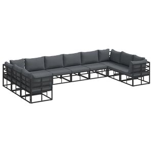 vidaXL Set de canapele pentru grădină 10 buc. Negru Aluminiu