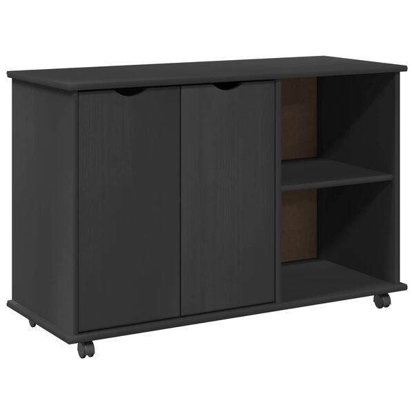 vidaXL Cabinet mobil cu roata Gri 100 x 39 x 65,5 cm Lemn de pin masiv