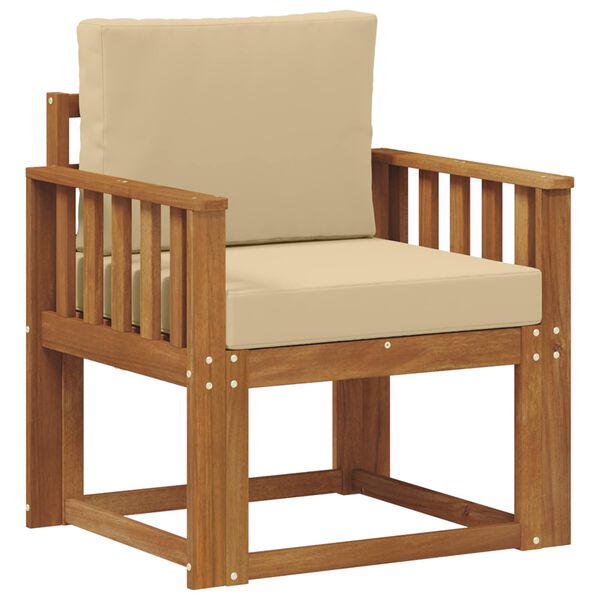 vidaXL Canapea de exterior Lemn de acacia solid și poliester natural