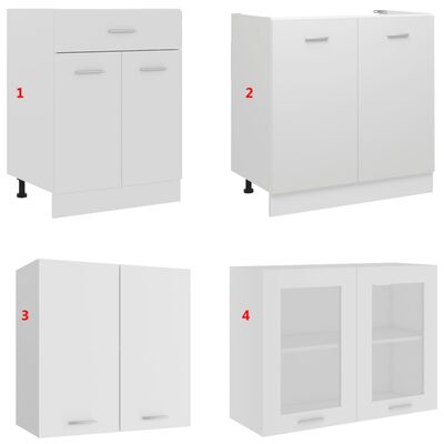 vidaXL Set dulapuri de bucătărie, 4 piese, alb, lemn prelucrat