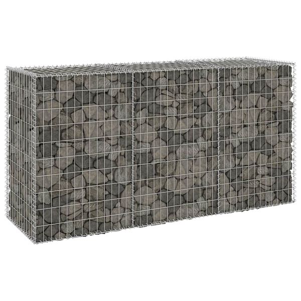 vidaXL Perete gabion cu capace, 200 x 60 x 100 cm, oțel galvanizat