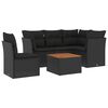 vidaXL Set mobilier de grădină cu perne, 6 piese, negru, poliratan