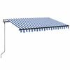 vidaXL Copertină automată cu senzor v&acirc;nt&LED, albastru/alb, 350x250 cm