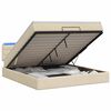 vidaXL Pat Ottoman cu Saltea și LED Crem 140 x 190 cm Țesătură