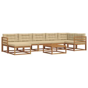 vidaXL Set de canapele de exterior cu pernă 8 pcs Natural și Bej