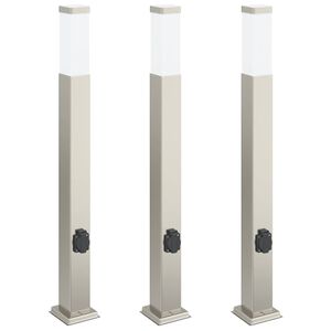 vidaXL St&acirc;lpi iluminatori cu priză, 3 buc., 80 cm, oțel inoxidabil, IP44