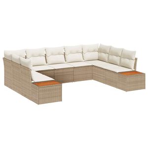 vidaXL Set de canapele pentru grădină 9 buc. Bej Rattan poli