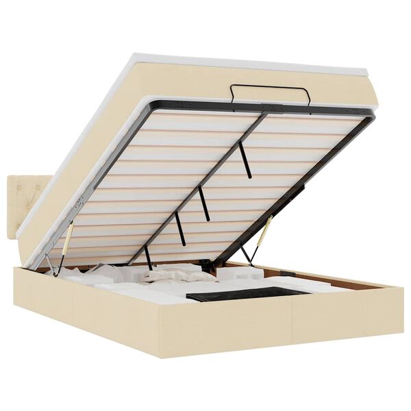 vidaXL Pat otoman cu saltea crem 140x190 cm stofa