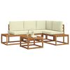 vidaXL Set de canapele de exterior cu pernă 5 Bucată Natural și Crem