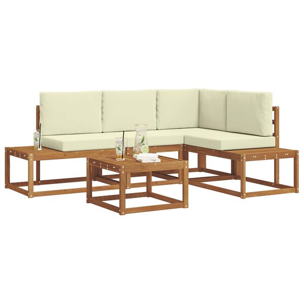 vidaXL Set de canapele de exterior cu pernă 5 Bucată Natural și Crem