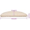 vidaXL Covorașe pentru scări, 30 buc., 56x17x3 cm, crem, semirotunde