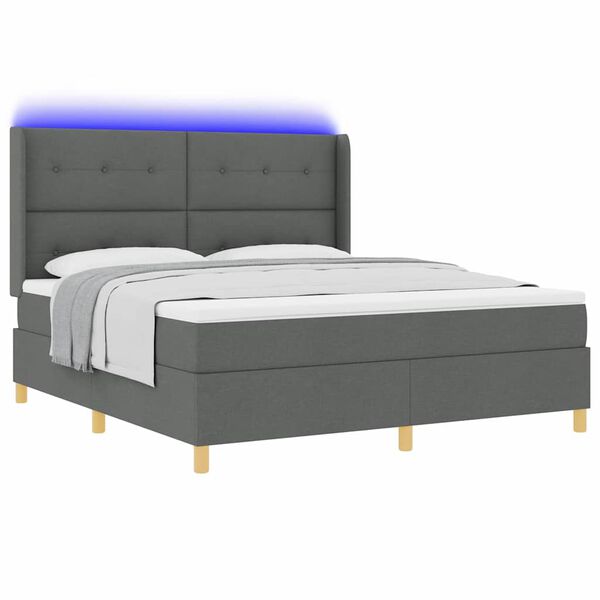 vidaXL Pat cu arcuri cu saltea cu headboard Gri 140 x 200 cm țesătură