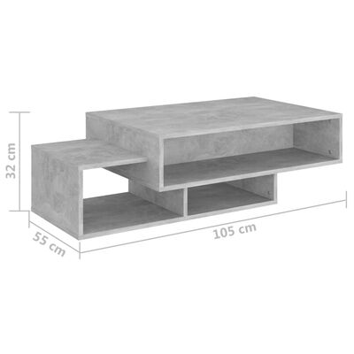 vidaXL Măsuță de cafea, gri beton, 105x55x32 cm, PAL