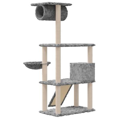 vidaXL Ansamblu de pisici, stâlpi din funie sisal, gri deschis, 131 cm