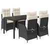 vidaXL Set mobilier de grădină cu perne, 5 piese, negru, poliratan