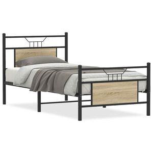 vidaXL Cadru pat fără saltea, stejar sonoma 75x190 cm lemn prelucrat
