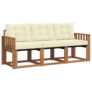 vidaXL Set de canapele de exterior cu pernă 3 pcs Natural și Crem