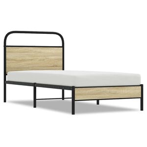 vidaXL Cadru de pat fără saltea 75x190 cm Lemn derivat stejar Sonoma
