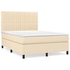 vidaXL Pat continental cu saltea, crem, 140x200 cm, material textil