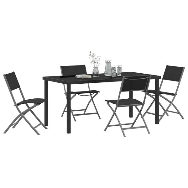 vidaXL Set de masă pentru grădină 5 pcs Negru
