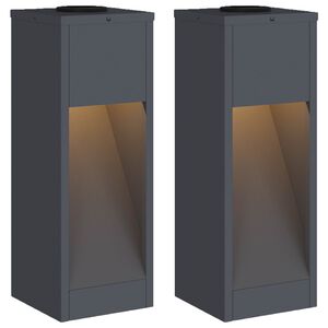 vidaXL Lampa de parcurs LED solar 2 buc. Alb cald 18 x 18 x 50 cm