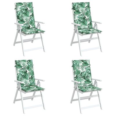 vidaXL Perne de scaun spătar înalt, 4 buc., model frunze, textil