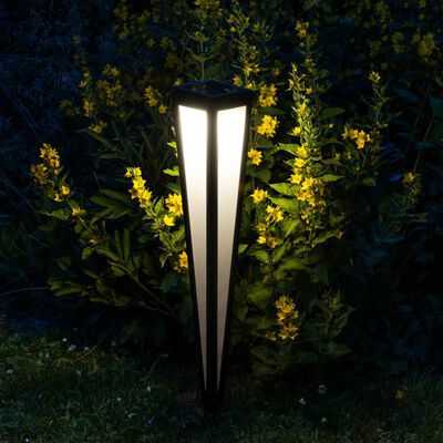 HI Lampă solară cu LED de grădină tip țăruș, negru, 75 cm