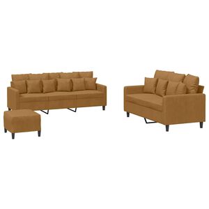 vidaXL Set de canapele cu perne, 3 piese, maro, catifea