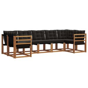 vidaXL Set de canapele de exterior cu pernă 7 pcs Natural și Negru