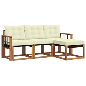 vidaXL Set de canapele de exterior cu pernă 4 pcs Natural și Crem