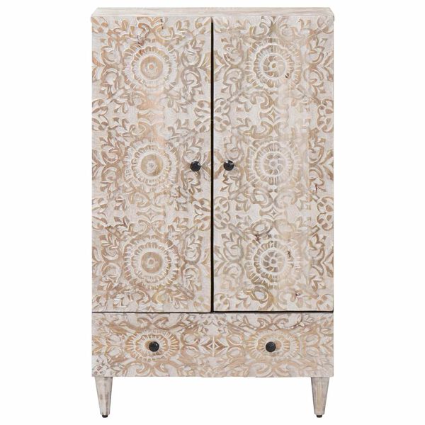 vidaXL Șifonier &Icirc;nalt Alb 60 x 33,5 x 100 cm Lemn de mango solid