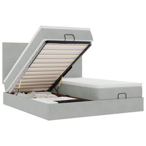 vidaXL Cadru de pat otoman cu saltele Gri deschis 200x200cm catifea