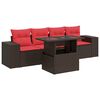 vidaXL Set canapele de grădină cu perne, 5 piese, maro, poliratan
