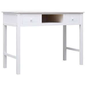 vidaXL Birou, alb, 108x45x76 cm, lemn masiv de paulownia