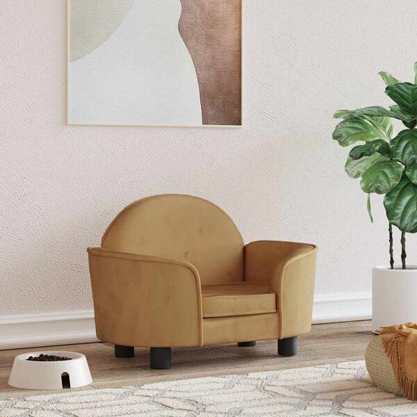 vidaXL Pat de câini, maro, 66x40x45 cm, catifea