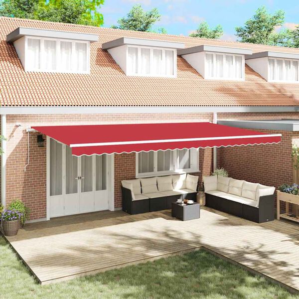 vidaXL Cortina Retractabilă Roșu 600 &times; 350 cm Poliester și metal