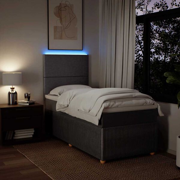 vidaXL Pat box spring cu saltea, gri taupe, 80x200 cm, textil